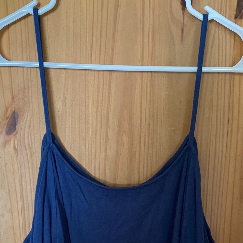 Blue tank top with overlaying sleeves